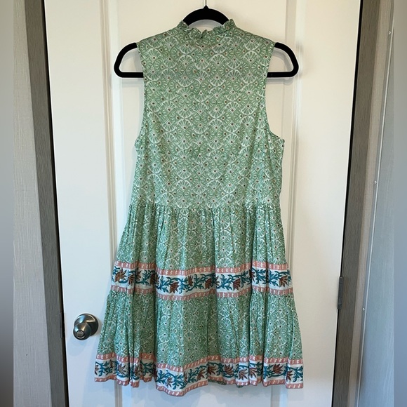 Oliphant Yoke Women’s Dress Green Mini Shift Prairie Cottage BohoCore - Picture 2 of 6